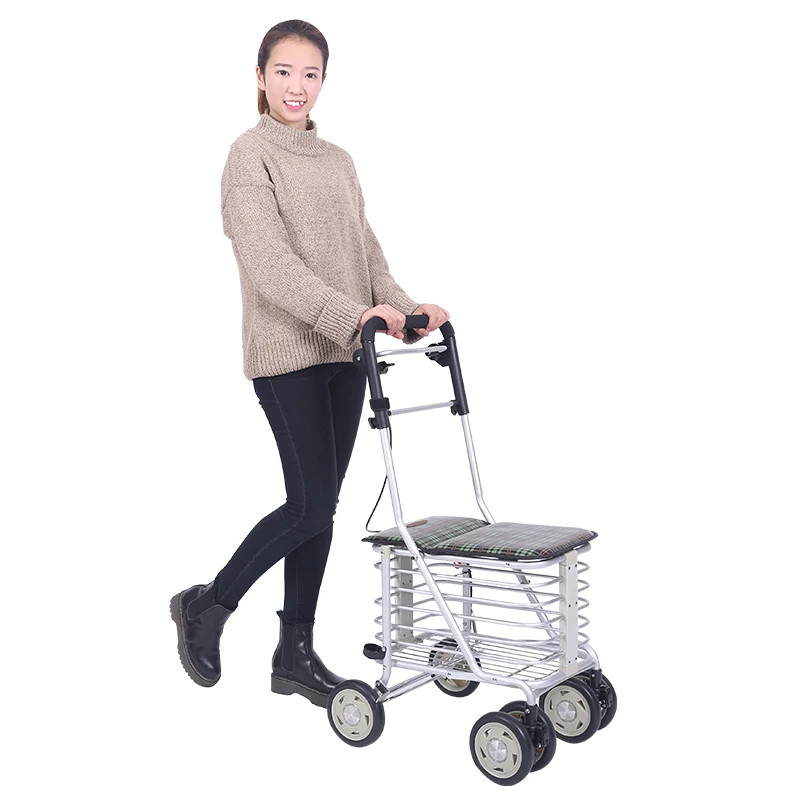 Elderly handcart for grocery shopping  walking assistance elderly shopping cart  small cart for walking assistance folding