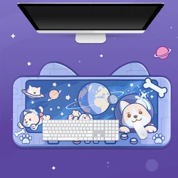 Extra Große Kawaii Gaming Maus Pad Nette Blau Raum Hund XXL Große Schreibtisch Matte Wasserdicht Rutschfeste Laptop Schreibtisch Zubehör