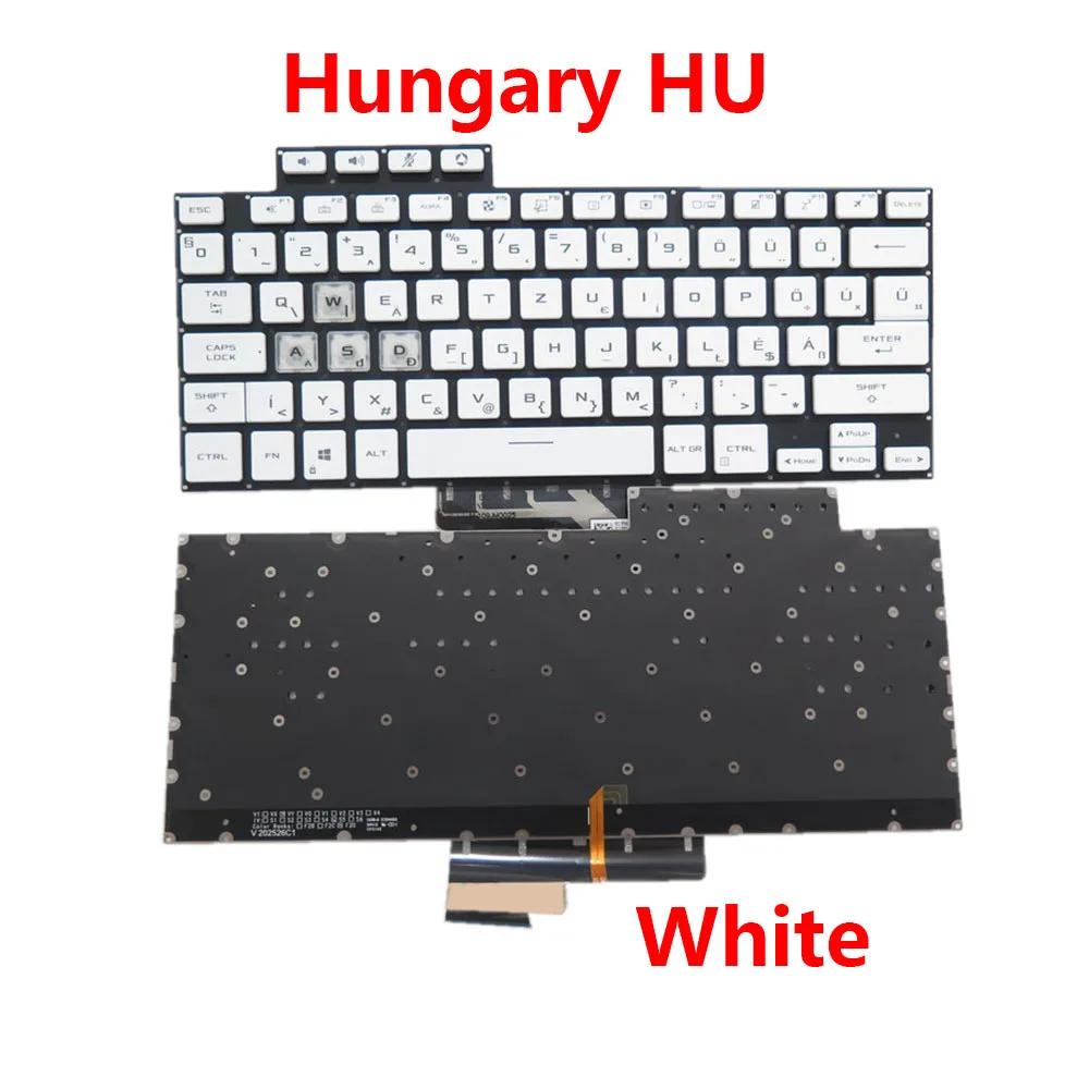 

Клавиатура ноутбука ASUS 0KNR0-261DHU00 6037B0211316 V20526DE1 Венгрия HU с подсветкой без рамки белая