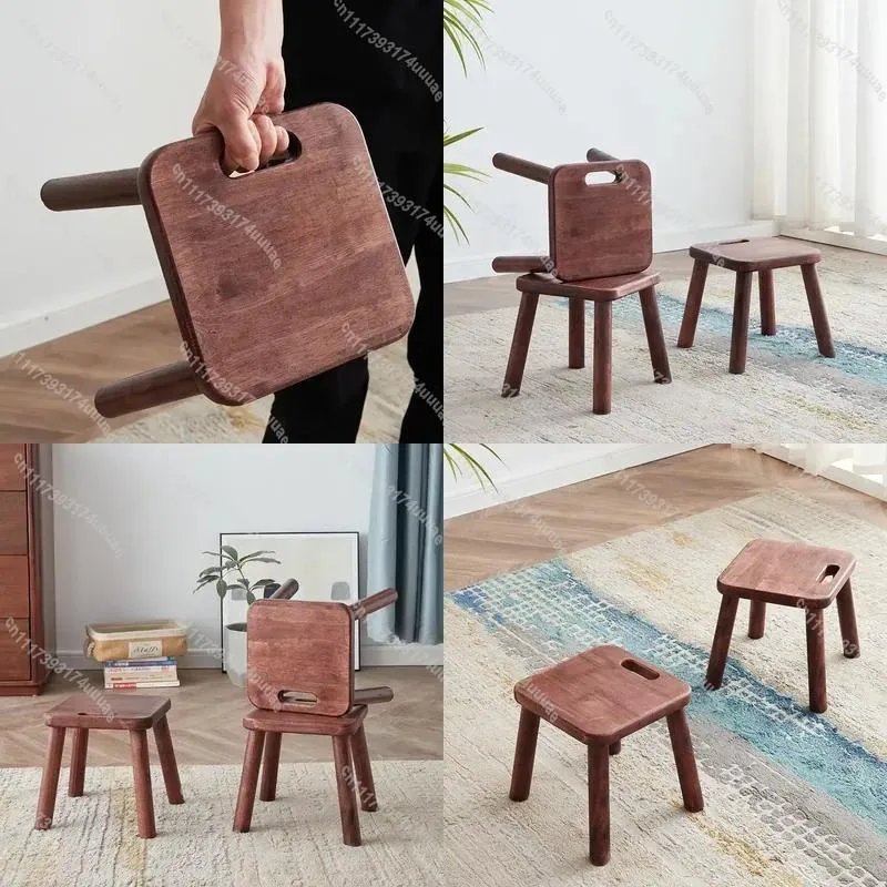 Portable Wooden Mini Stool Small Bench Footrest Ottoman for Household Doorway Shoe Changing Compact Solid Wood Seat