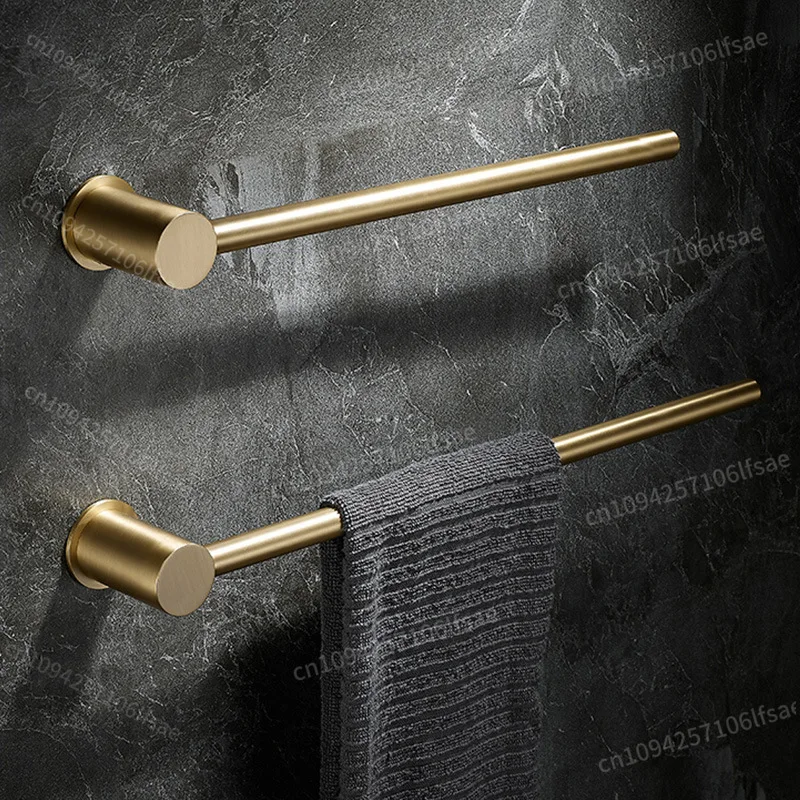 

Copper metal towel rod without punching toilet rack bold towel ring bathroom light luxury bath towel rack single rod