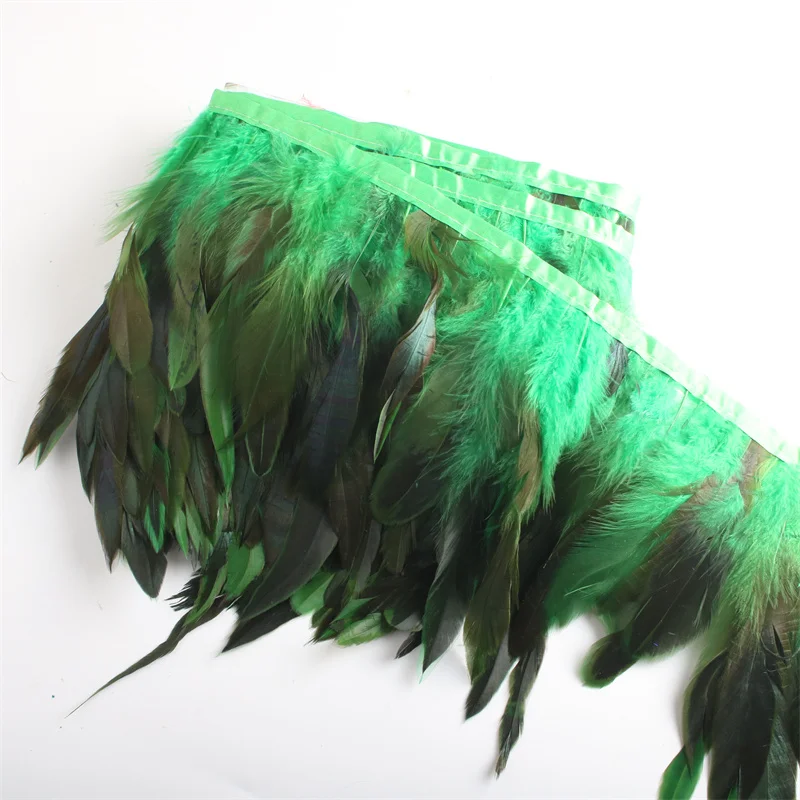 Garniture de plumes de queue de coq jetable naturelle, bande de garnitures pour vêtements de fête de mariage, vente en gros, 10 mètres, 12 cm-15cm