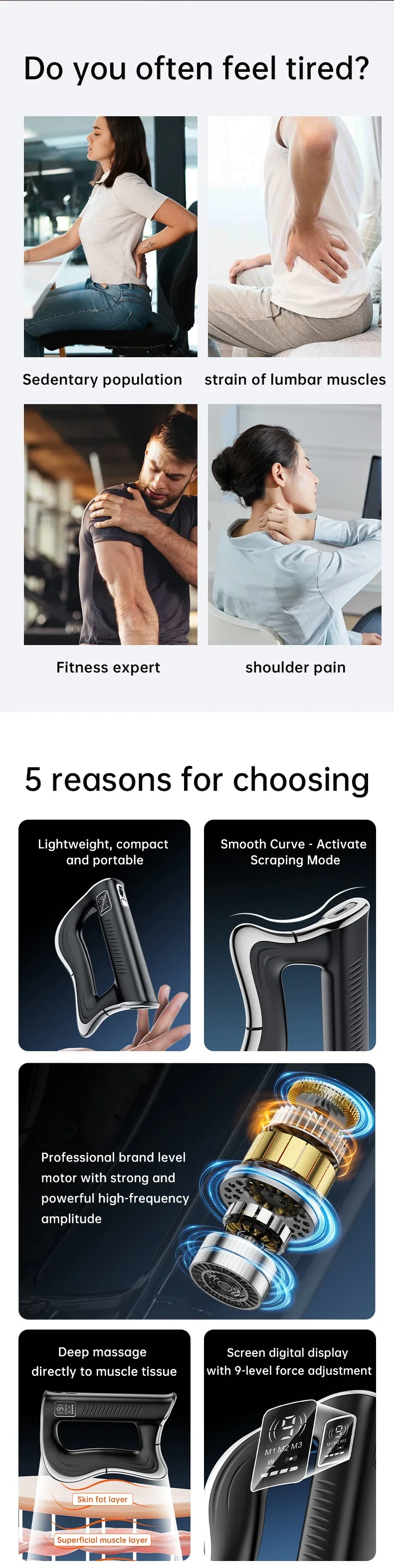 Rechargeable Fascia Knife Tens EMS Muscle Stimulation Micro Massage Relax Electric Leg Scraping Fascia Knife Vibration Massager
