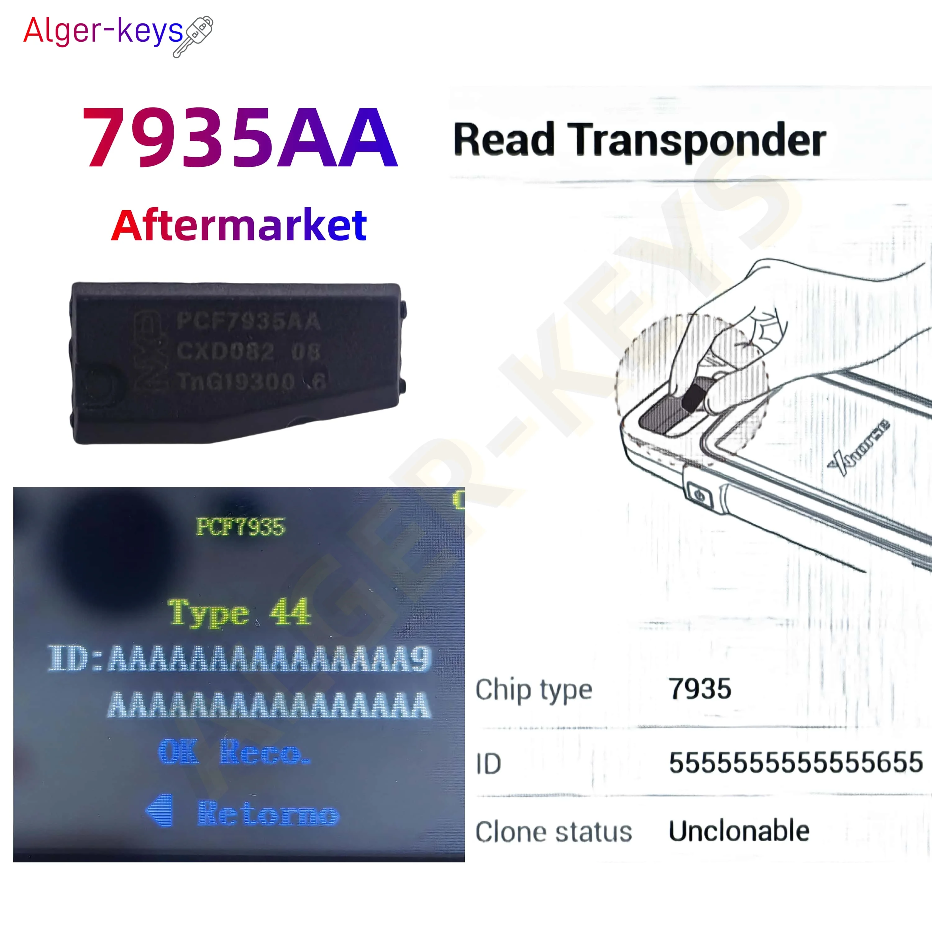 Alger-keys Original NXP PCF7935 ID44 PCF7935DS Chip Transponder Aftermarket PCF7935AA Chip For BMW Car Keys