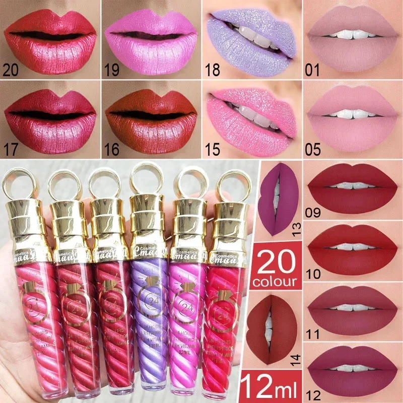 Brillo de labios 20 colores terciopelo mate lápiz labial resistente al agua de larga duración alto pigmento textura suave fácil de colorear maquillaje de larga duración