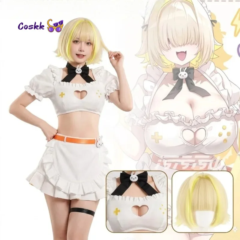 

Elegg Maid Cosplay Costume Anime Game Nikke Halloween Carnival Halloween Carnival Women Sweet Maid Uniform Headwear Socks Props