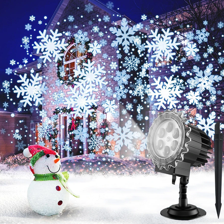 Christmas Snowflake Projector Lights Outdoor Waterproof Rotating Snowfall Projector Lamps for Xmas Patio Landscape Garden Decor