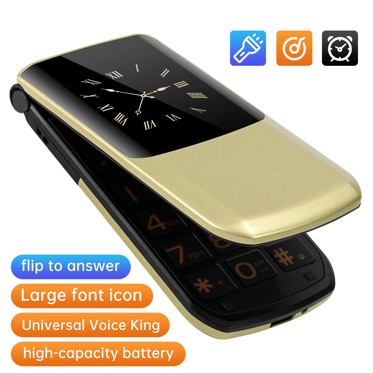 UNIWA 4G Feature Phone YeeMI S7 Dual SIM Dual Screen Large Fonts Phones For Old Man 4800mAh Cellphone Russian Hebrew keyboard