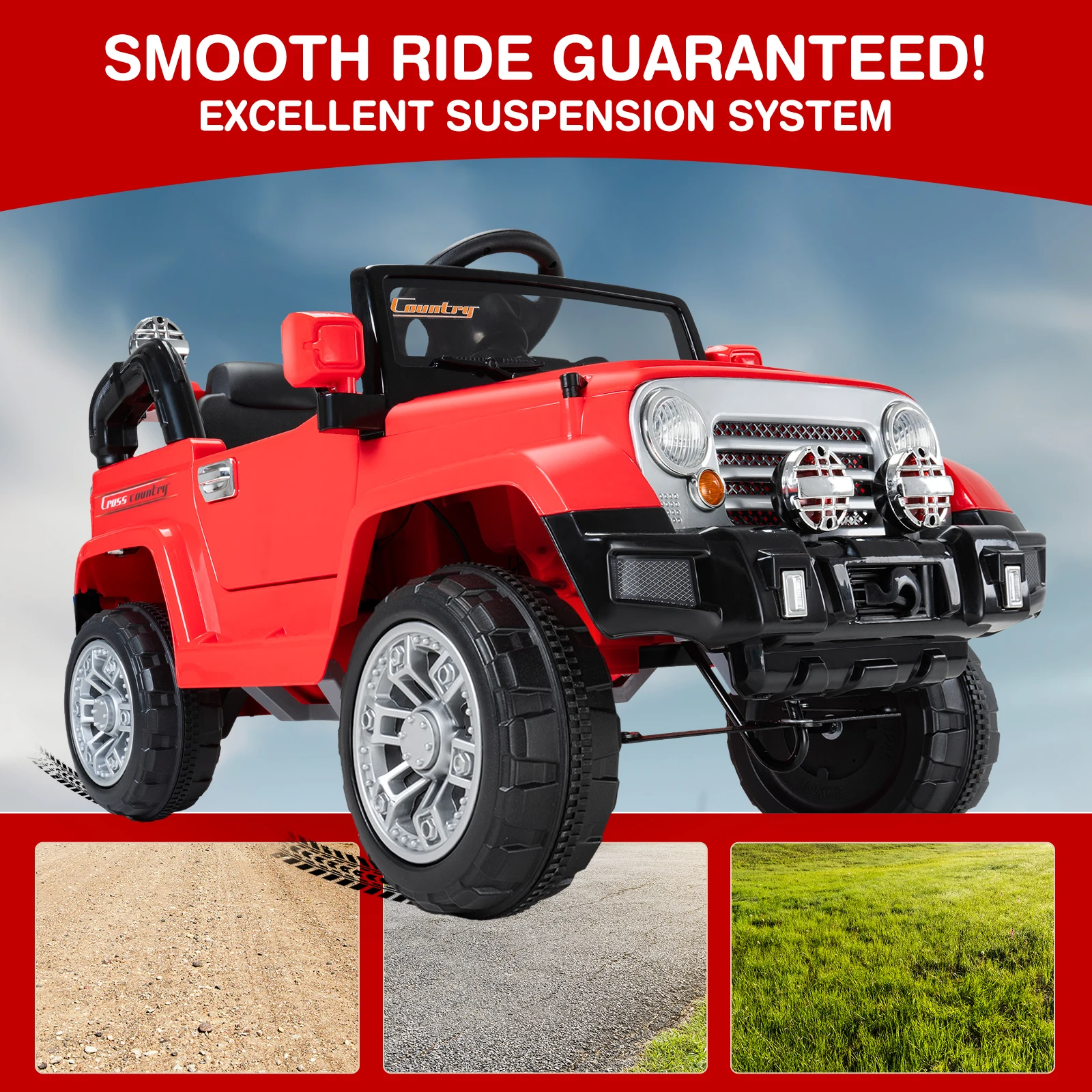 سيارة ركوب الأطفال الكهربائية، لعبة ريترو 12 فولت مع جهاز تحكم عن بعد، موسيقى، تعليق، سرعتان، أضواء LED، AUX، لترفيه الأطفال