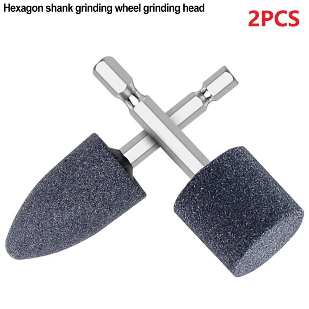 2pcs For Stone Polishing Grinding Wheel Hex Shank Corundum Sharpening Head Drill Tool Machine Metal Grinder Rotating Cone