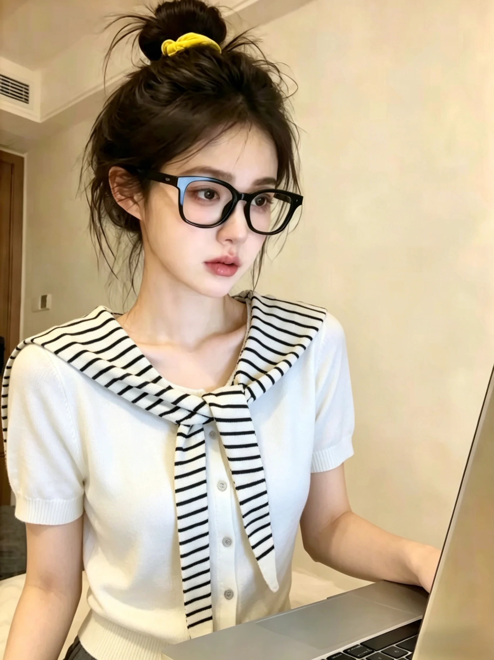

Color Block Striped Knitted Hat Shoulder Women's Summer New Lazy Style Versatile Top Self Retaining Recommendation