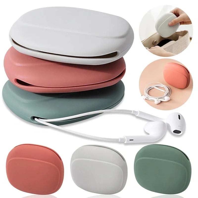 Portable Convenient Silicone Headphone Bag Data Cable Organizer Wired Case Coin Purse Small Item Storage Bag For Travel Business