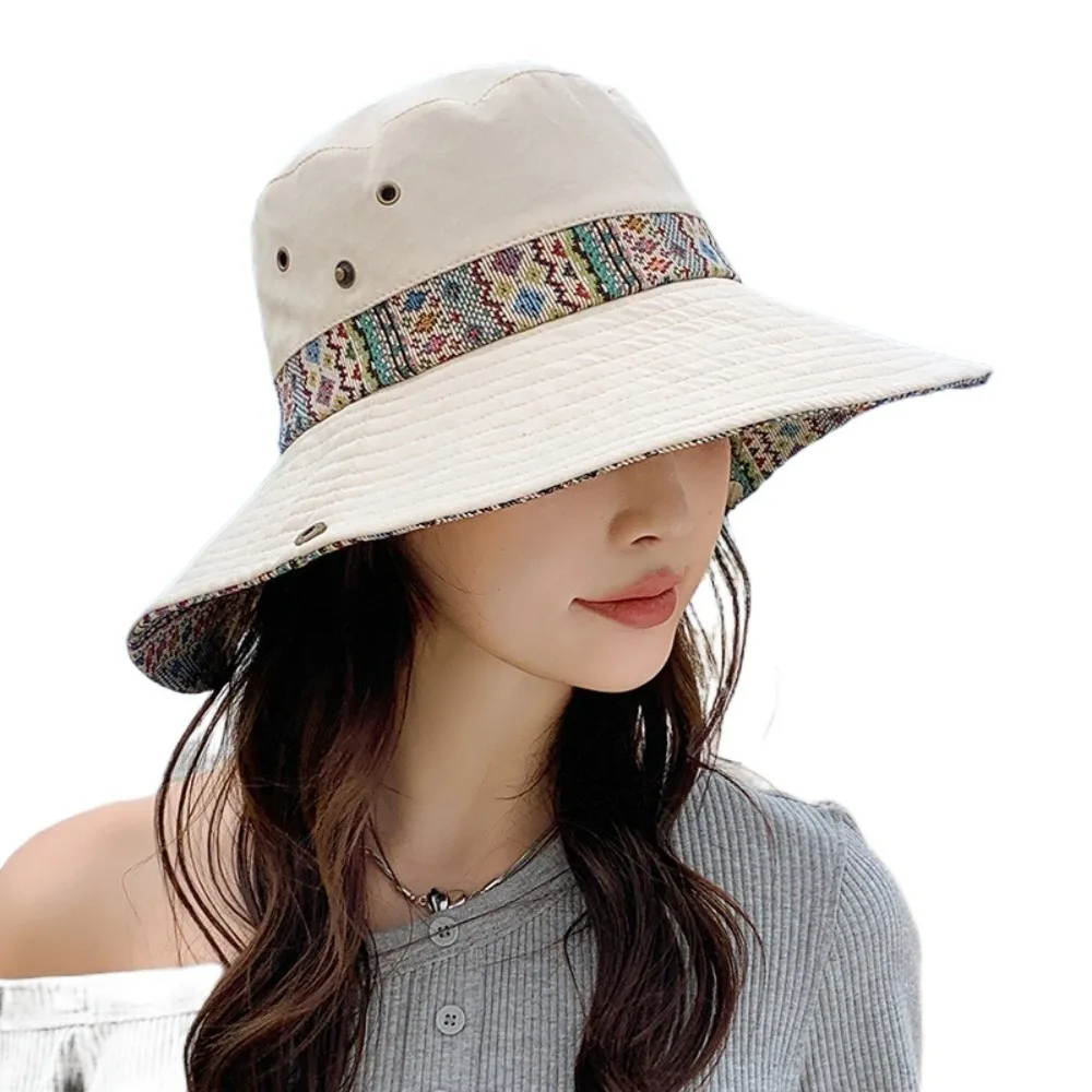 

Floral Printed Women's Sun Hat Large Brimmed Anti-UV Wide Brim Bucket Hat Sunscreen Wide Brim Mountain Climbing Hat Travel