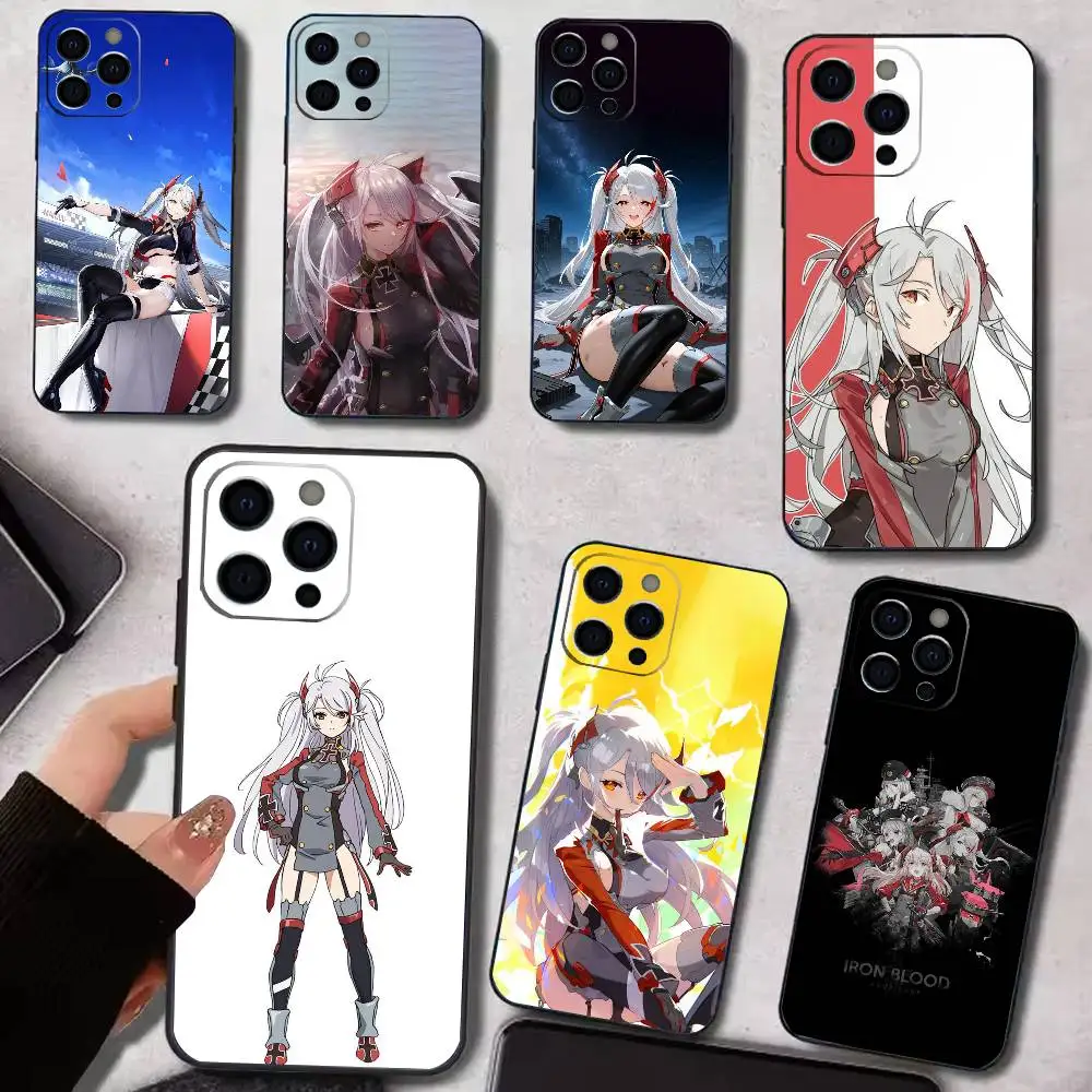

A-Azur L-Lane Prinz Eugen Phone Case For iPhone 17,16,15,14,13,12,11 Plus,Pro Max,XS,Soft Silicone Black Cover