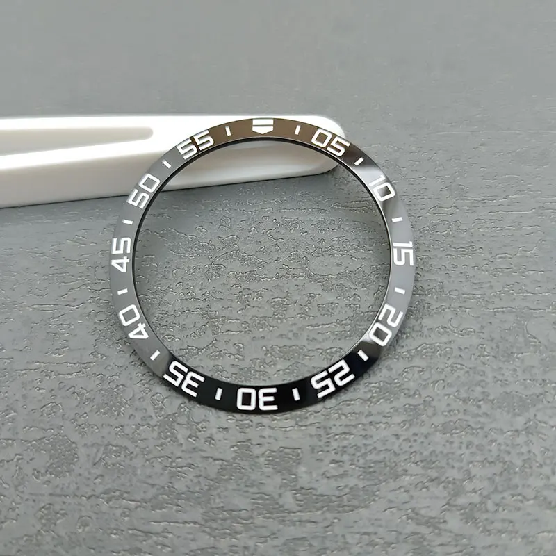 Bisel de cerámica inclinable de 41,5mm * 34,7mm, anillo de inserción con incrustaciones de caja de reloj, reemplazo enchufable de piezas de accesorios de reloj