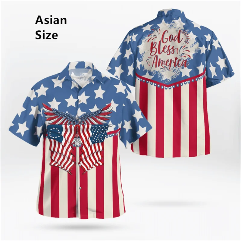 

Мужская рубашка с флагом США, мужская гавайская рубашка с 3d принтом «Американский орел», пляжная рубашка с коротким рукавом, модные топы, футболки, блузка, дизайнерская Camisa