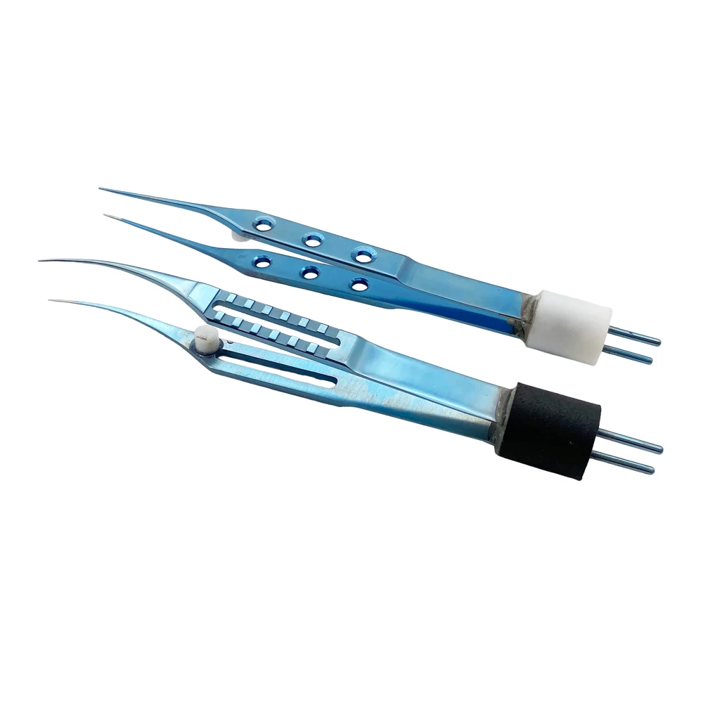 Ophthalmic Bipolar Forceps Straight / Curved Shaft Eyelid Tools Titanium Ophthalmic Surgical Instrument
