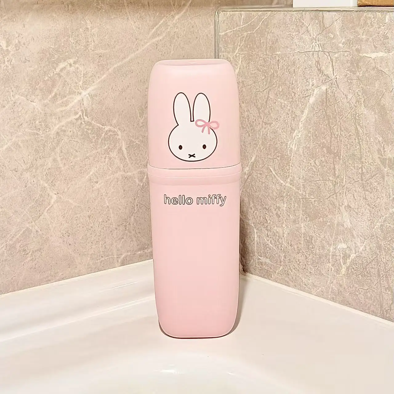 Kawaii Miffy Portable Travel Washing Cup Toothpaste Toothbrush Storage Rinsing Box Dorm Business Trip Daily Carry Toiletries