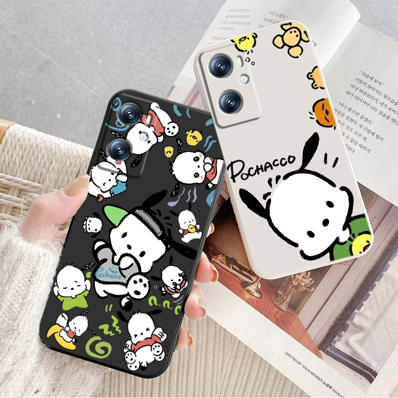 Pacha Dog Sanrio Cartoon Liquid Left Rope For OPPO Find Reno 7 6 X6 X5 X3 X2 A98 A96 A15 A53 A74 A72 A5 A16K 5G S 2020 4G Cover