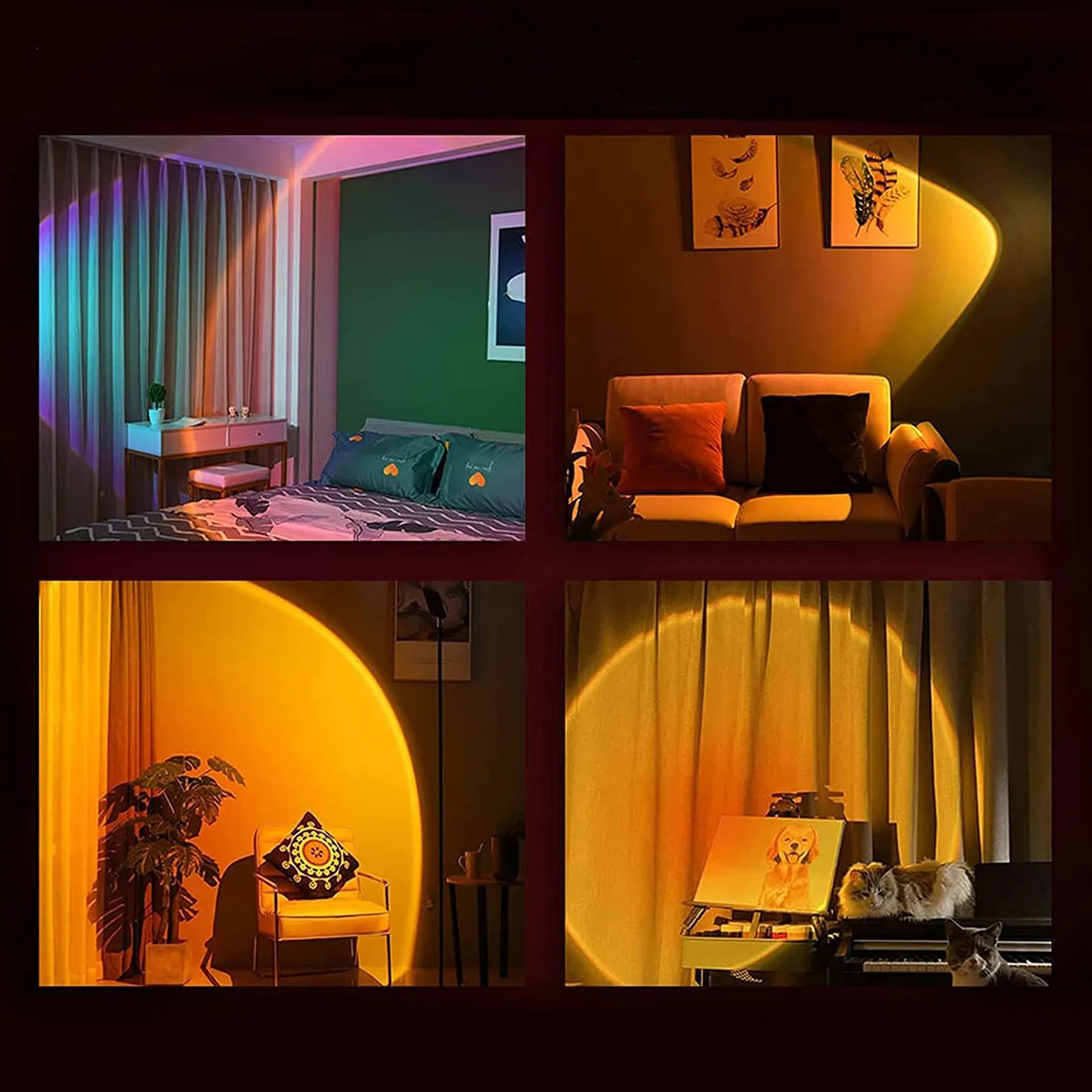 GY Sunset lamp 4 Colors Sunset Projection Light, Romantic Vision Mood Light Suitable for Photography, Selfie, Room Decoration