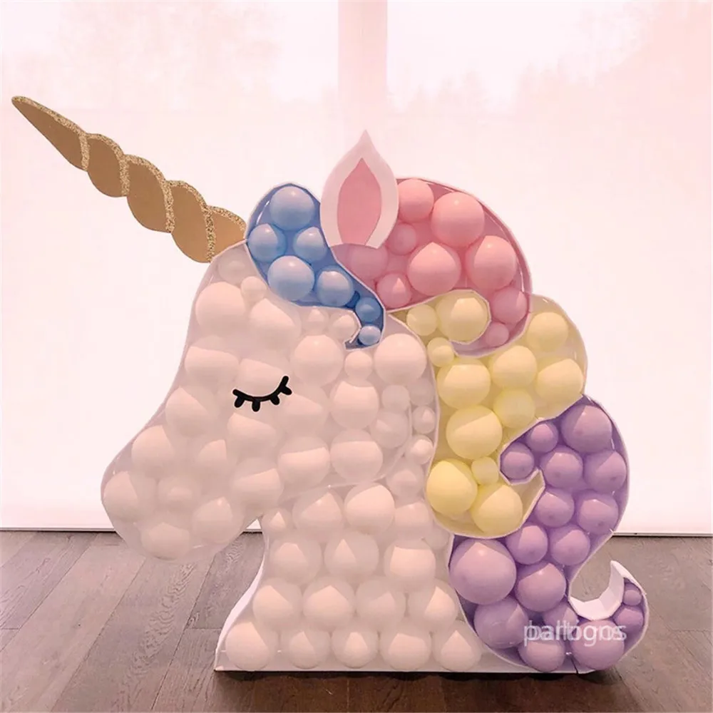 Unicorn Filling Box Balloon Mosaic Frame DIY Thick Foam Board Decoration for Birthdays Anniversary Baby Shower Backdrop Supplies