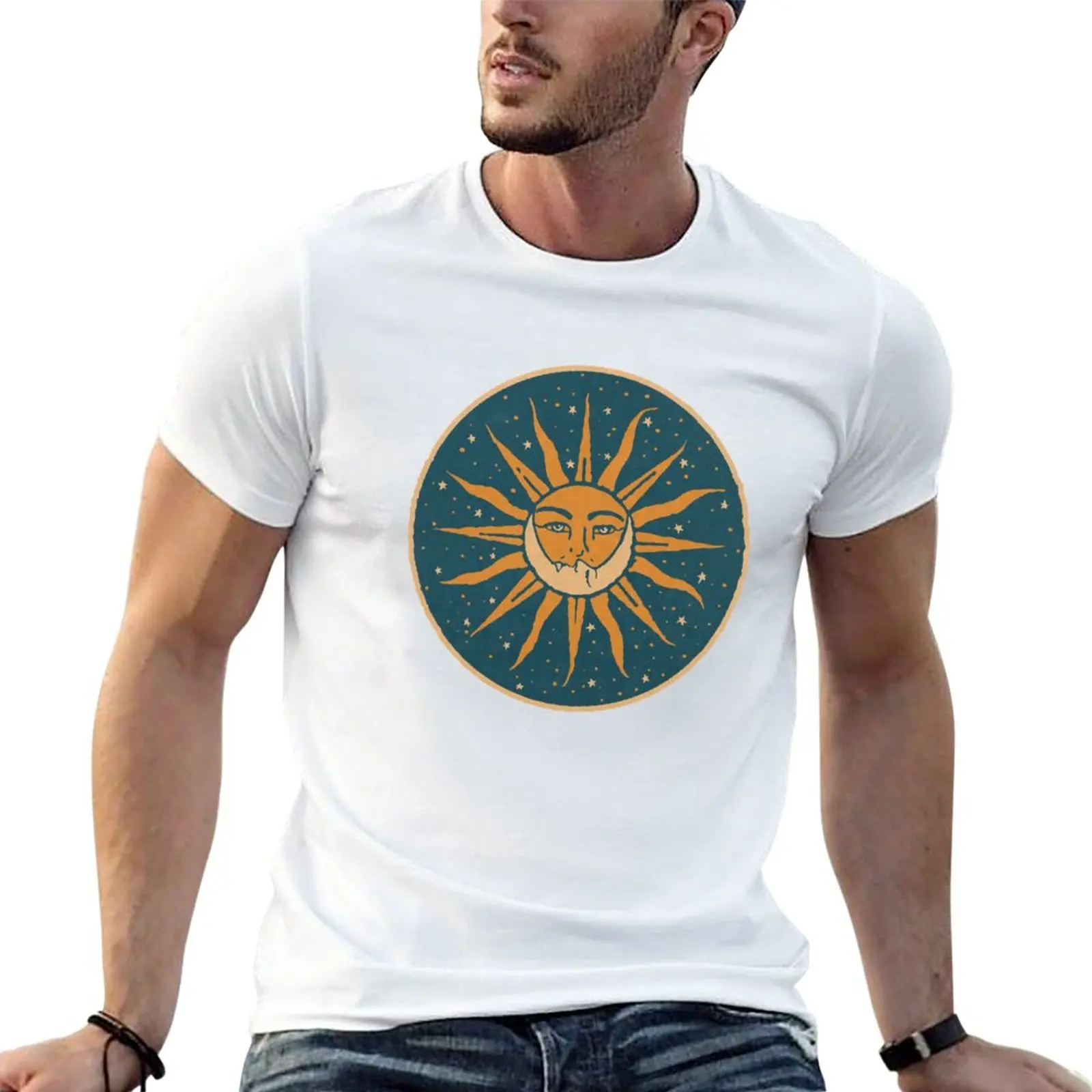 

New Sun and Moon Vintage T-Shirt summer tops shirts graphic tees cute tops mens graphic t-shirts pack