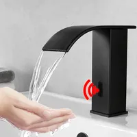 Sensor Waterfall Basin Faucet Automatic Sensor Touchless Sink Basin Hot Cold Water Mixer Crane Bathroom Fauce