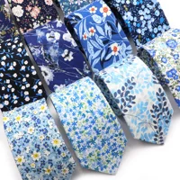 Corbata Floral elegante para hombre, corbata elegante informal de algodón azul cielo, traje de fiesta de boda, Collar, corbata de flores, accesorios para regalo