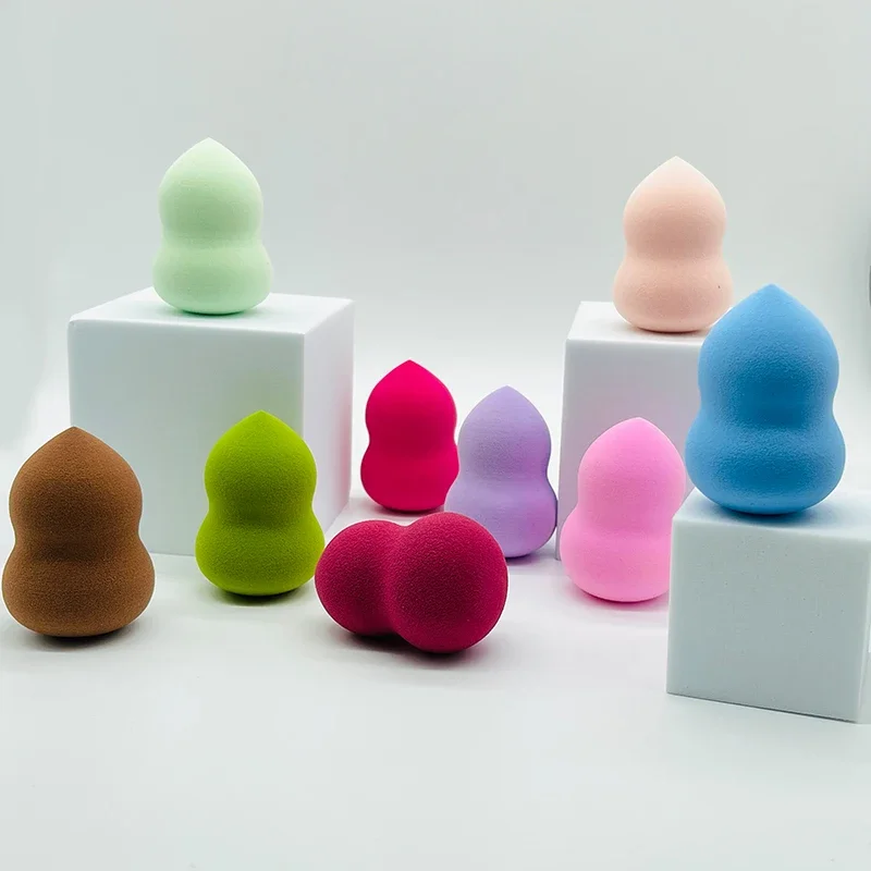 1個入りひょうたん型スポンジ化粧パフ、滑らかで美しいエッグ型、乾湿両用、女性用メイクアップファンデーション、超ソフトスポンジ、メイクアップツール