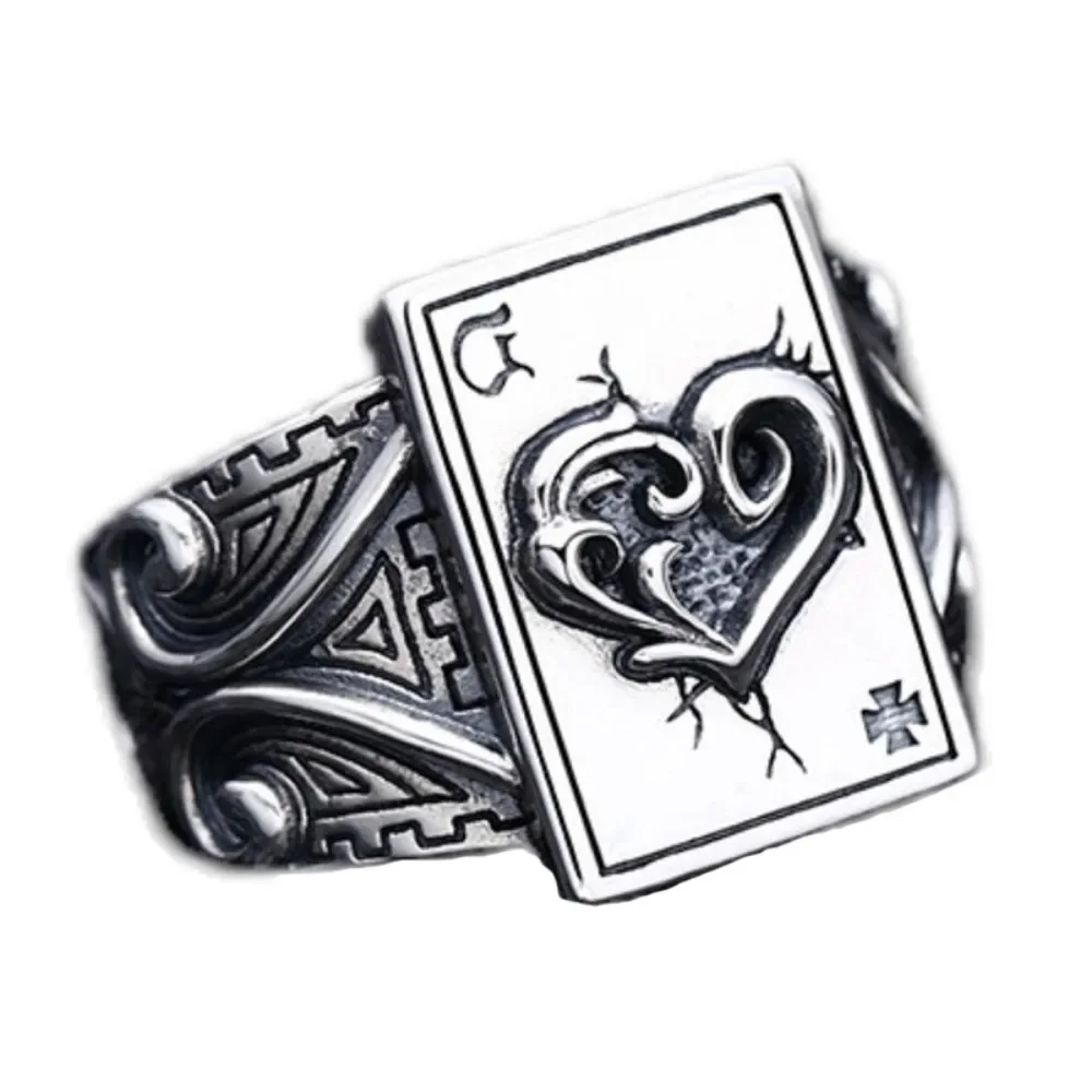 Hip Hop Gothic Punk Ace of Spades Poker Ring Men's and Women's Fashion Trend Jewelry Personalized Niche Party BanquetRingJewelry
