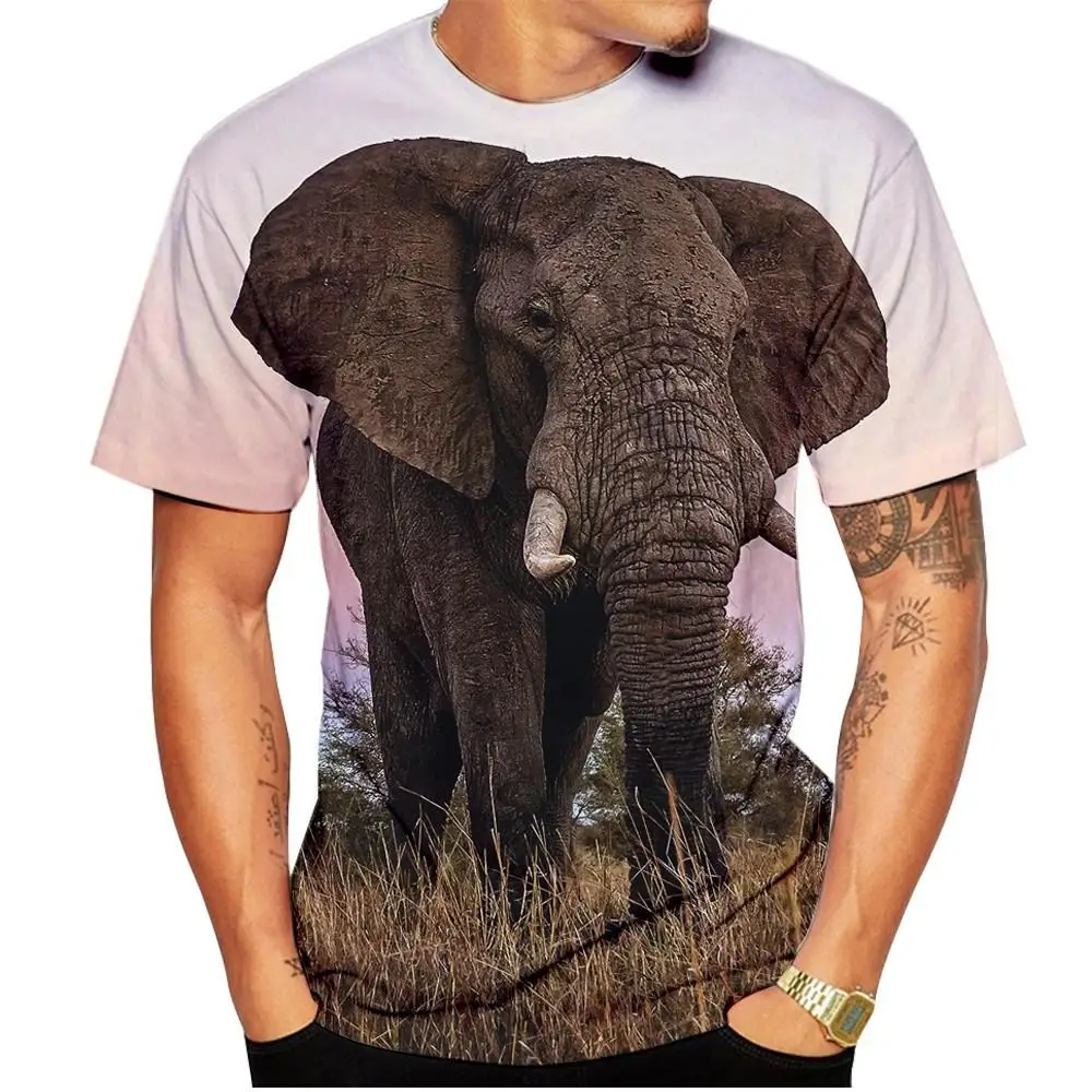 New Summer Funny Animal Elephant 3d Printed T-shirt Men Ladies Kids Casual Short Sleeve Breathable Lightweight Sports Top