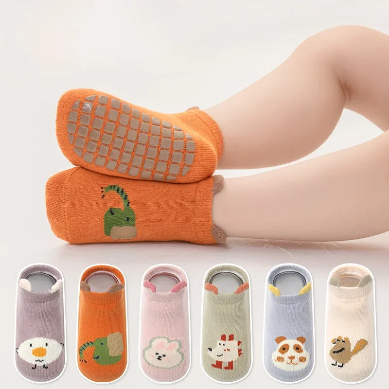 1 Pair Toddler Baby Short Ankle Sock for Boy Girl Cute Cartoon Animal Non-slip Floor Sock for Baby Spring Summer Cotton Sock