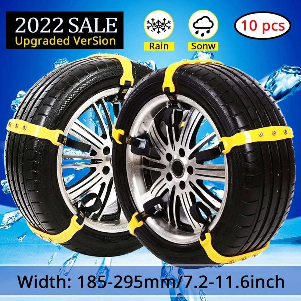 Mreoocar 10 Pcs Snow Tire Chains for Car  Adjustable Snow Cable Chains Universal Fit for Most Car/Jeep/Truck/SUV