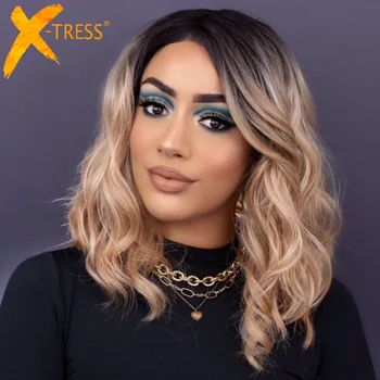 옹 브르 금발 합성 레이스 프론트 가발 여성용 L 부분 투명 스위스 레이스 헤어 가발 천연 베이비 헤어 데일리 파티 사용