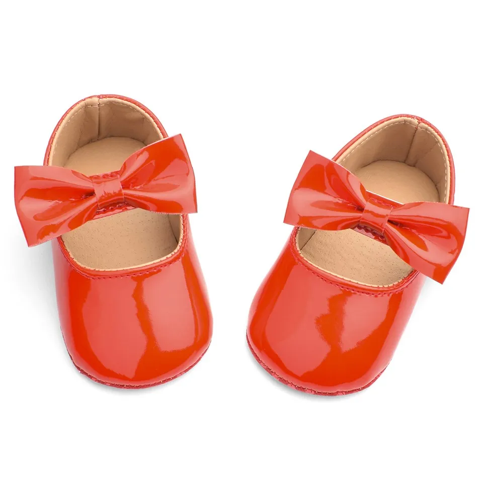 0 to 24 Months Baby Girl Shoes Bow Patent Leather Newborn Girls Shoes First Walkers Baby Prewalker Toddler Baby Princess Shoes