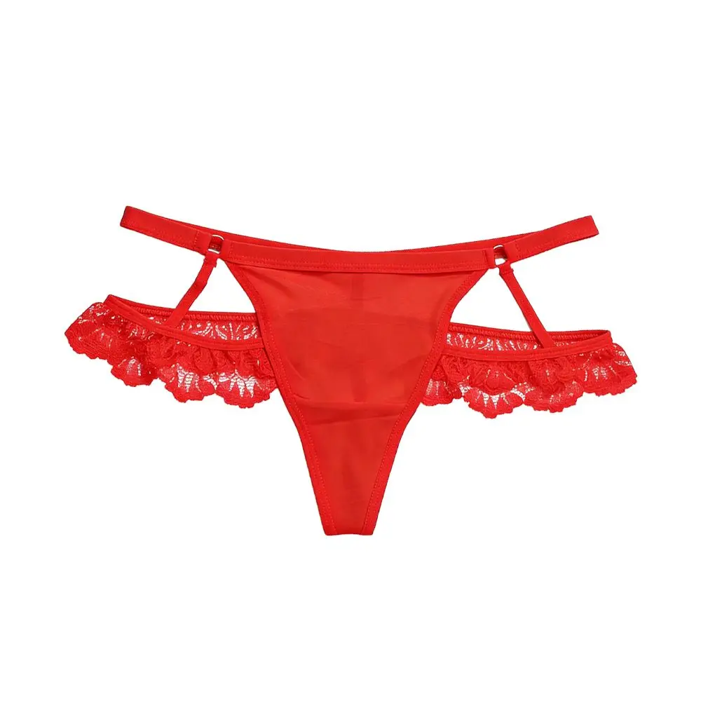Fashion Thin Strap Lace Panties Thong Hollow Underwear for Women Transparent Low Waist Mesh Lace Briefs Lady