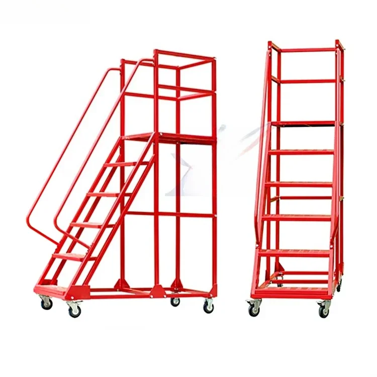 

Popular Product Collapsible Storehouse Ladder Rack Ladder Cart With Wheels