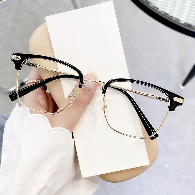 Fashion Anti-Blue Light Glasses Classic Women Men Ultra Light Metal Frame Glasses Office Computer Goggles Eye Protection Black