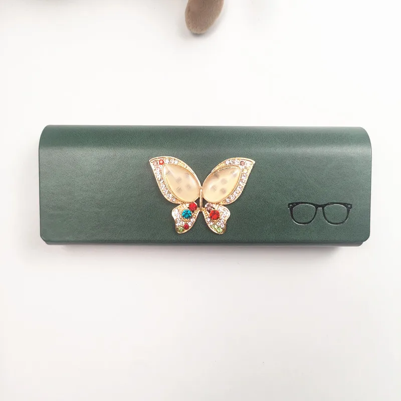 المرأة الماس مرصع الثعلب نمط نظارات حالة بولي Leather الجلود الصلب مكافحة الصحافة النظارات الشمسية مربع النظارات حالات B1 #5