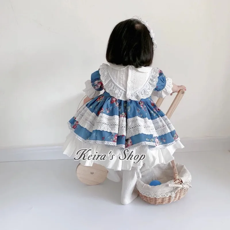 Summer New Spain Short-style Lace Bow Dress Princess Wedding Dress Toddler Girl Dresses Baby Girl Floral Sweet Quality Dress