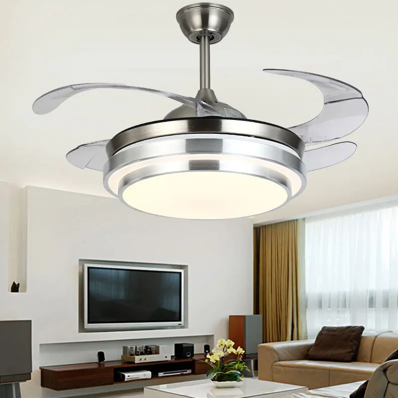 Frequency Conversion Fan Lamp Invisible Ceiling Fan Lights Dining Room Modern Minimalist Living Room Led Remote Control Bedroom