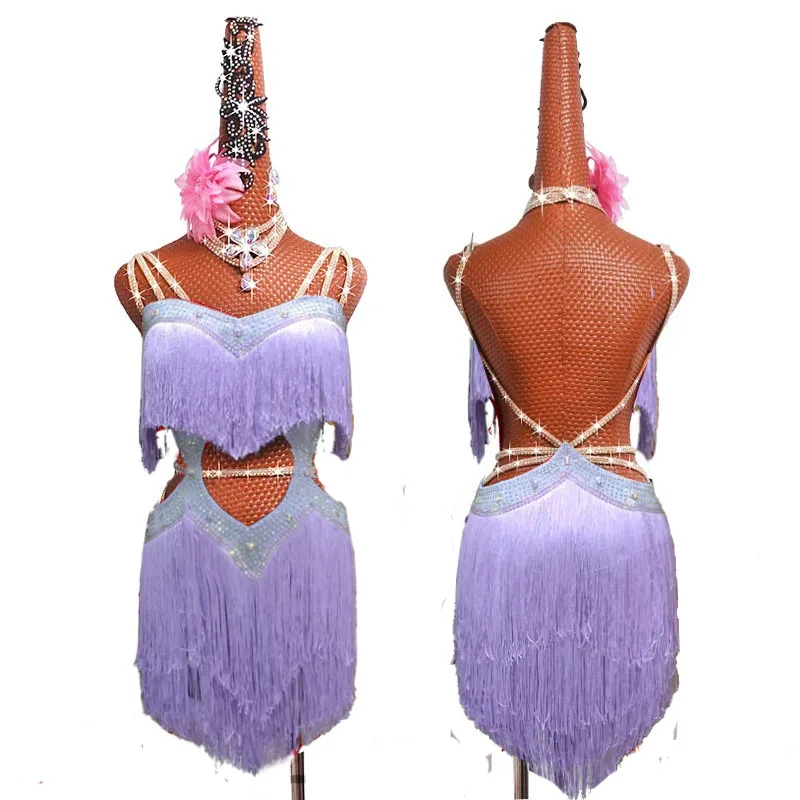 New Store Promotion, Sparkling Diamond Tassel Latin Dance Dress Competition, Custom Clothing for Children image 3