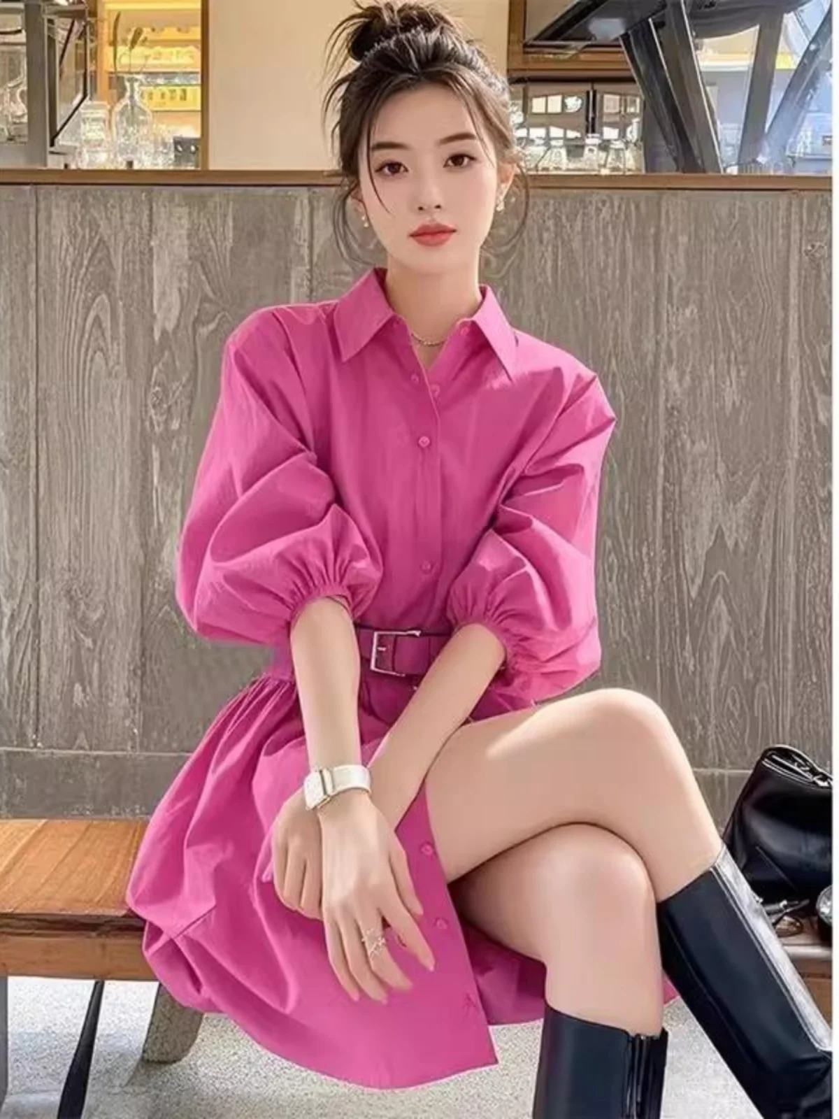 

Plus Size Spring Autumn 2025 New Korean Sle Small Size Faionable Color Women's Dr High Waist A-Line Skirt Ele Sensation