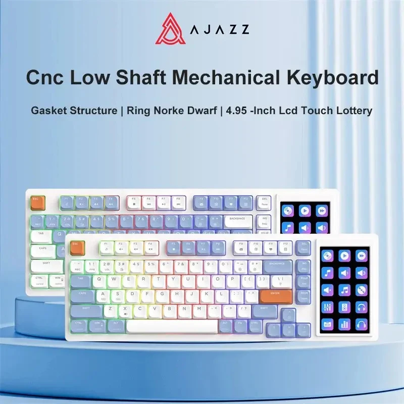 Ajazz Akp815 Wired Mechanical Keyboard Rgb Light 81 Key Touch Screen Visual Programming Custom Driver Game Office Peripherals