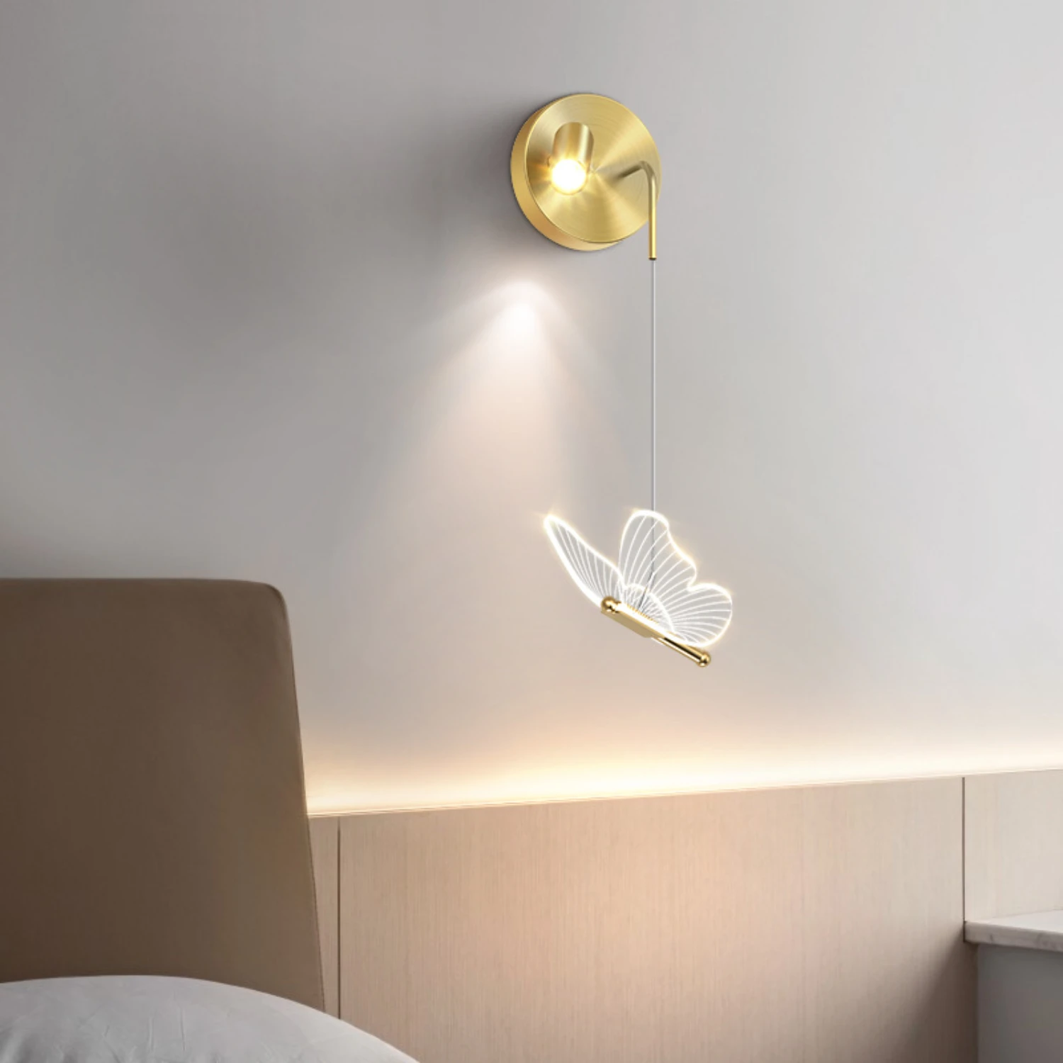 Lámpara de pared nórdica de lujo y elegante, iluminación minimalista elegante para dormitorio, pasillo y fondo, nueva