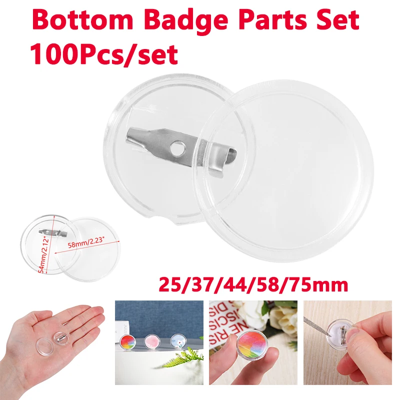

25 мм/37 мм/44 мм/58 мм/75 мм акриловые булавки для пуговиц, прозрачные булавки, комплект значков для рождественских принадлежностей для рукоделия, значки «сделай сам», 100 шт.