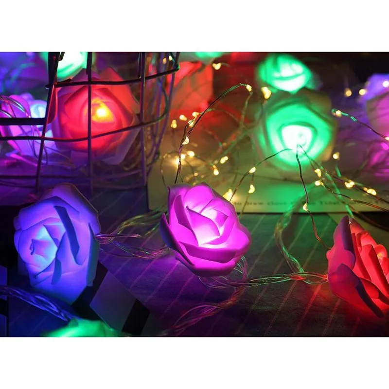 Imagem -05 - Rose Flower Fairy Lights para Decoração de Casa Luz de Natal Pilhas Casamento Namorados 20 Led