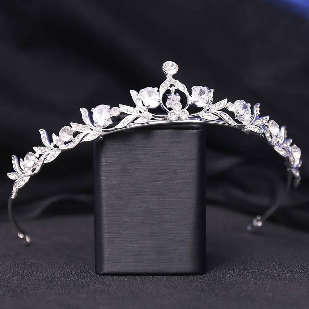 DIEZI Korean Girls Zircone Small Crown Tiaras Women Wedding Bridal Princess Birthday Party Elegant Flower Crystal Accessories