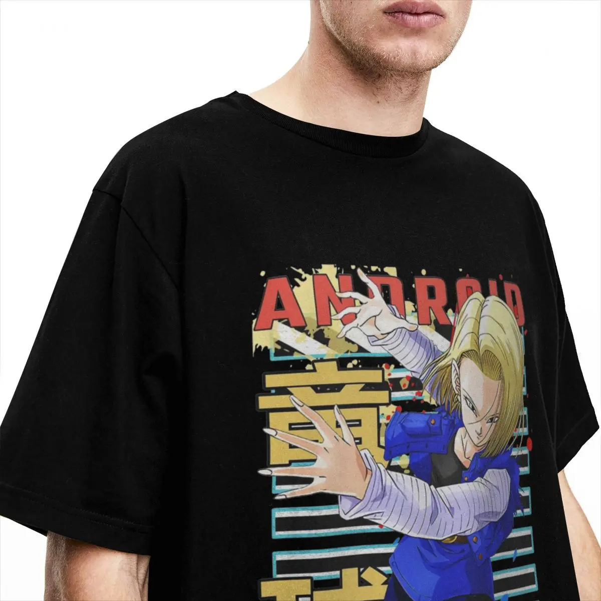 Android 18 T-Shirt Anime Vintage Popular T-Shirts Short Sleeve Vintage Tops Summer Cotton O Neck Oversize Clothes