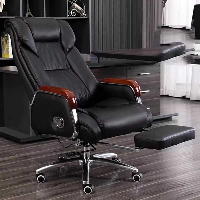 كرسي مكتب مريح لطيف مصنوع من الجلد كسول بذراعين كرسي مكتب عالي الظهر كرسي دوار دوار لهجة أثاث Silla De Oficina #6